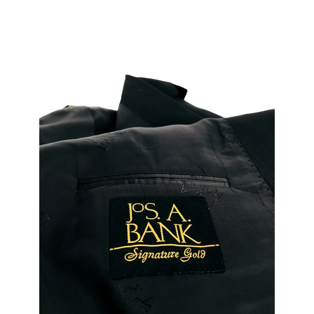 50XL Jos A Bank Signature Gold Mens Recent 2 Bttn 100% Wool Suit Black Pants 48
